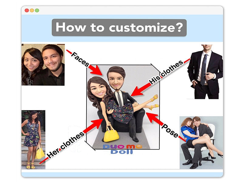 Custom bobblehead custom figurine 3D photo family bobblehead family figurines half-body figurine