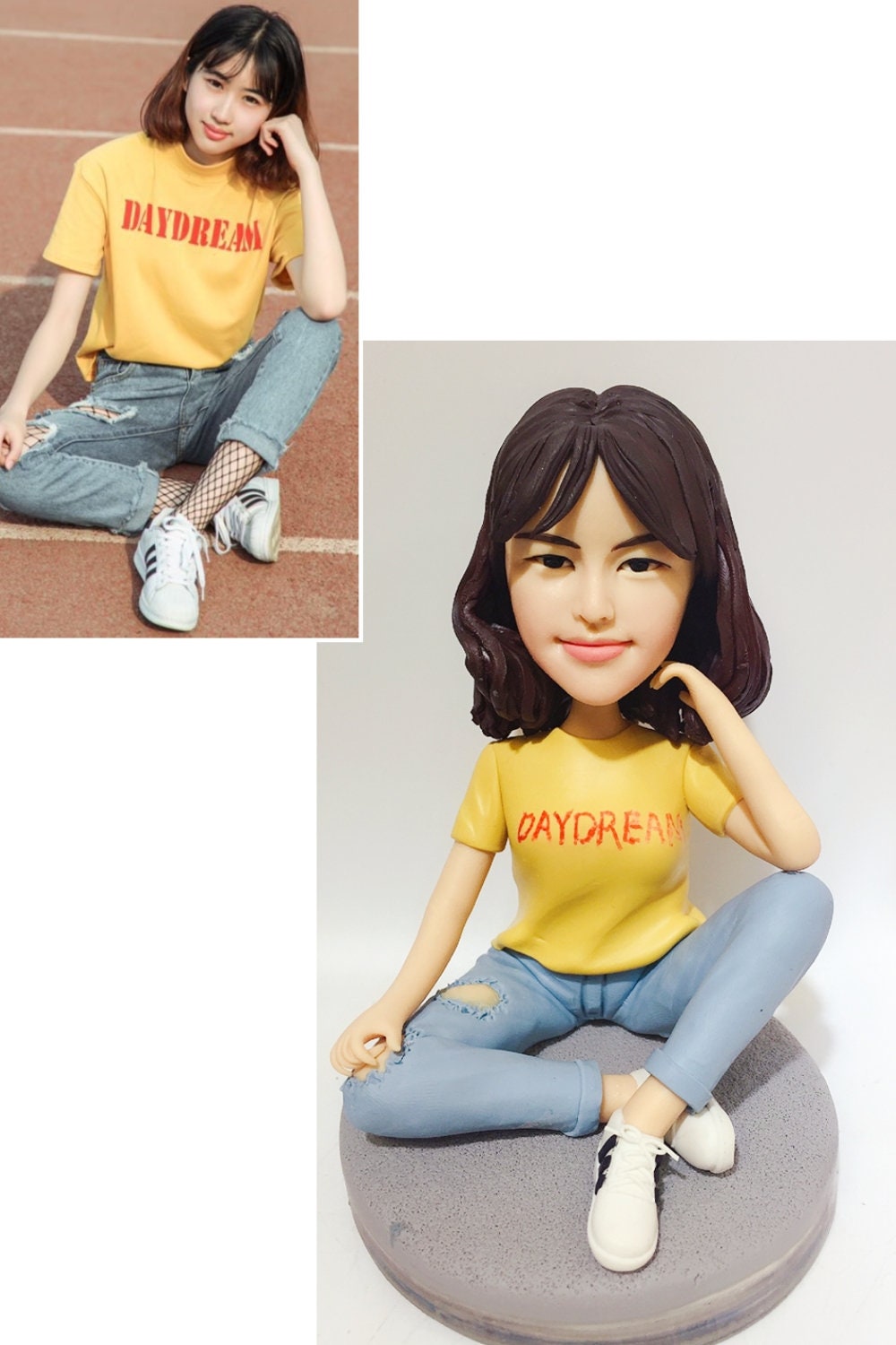 custom bobblehead cake topper mother's day gift special creative custom gift clay figurine made from photo