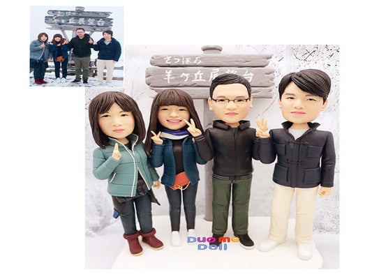 Custom bobblehead custom figurine 3D photo of traveling souvenir family bobblehead family figurine
