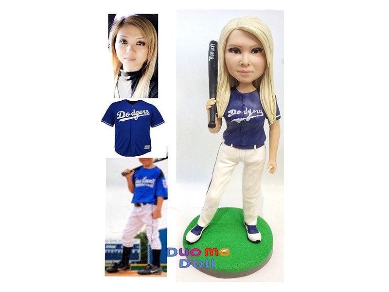 Custom lady figure dodgers bobble heads baseball special birthday gift customized figurine Christmas gift base on your ideas and pics