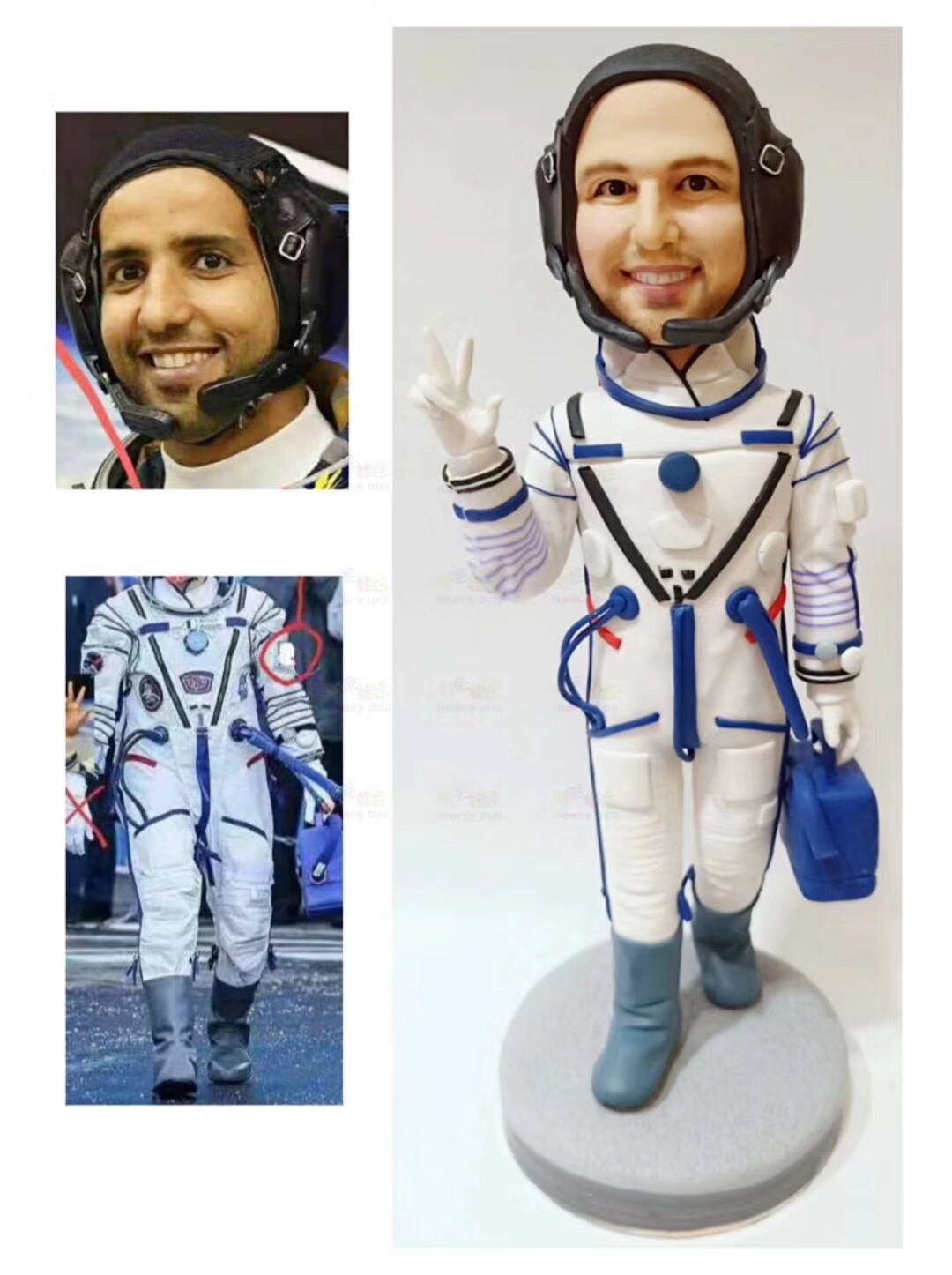 Custom handmade bobblehead cake toper gift figurines astronaut gift birthday custom figurines for him gift father's day valentines day doll