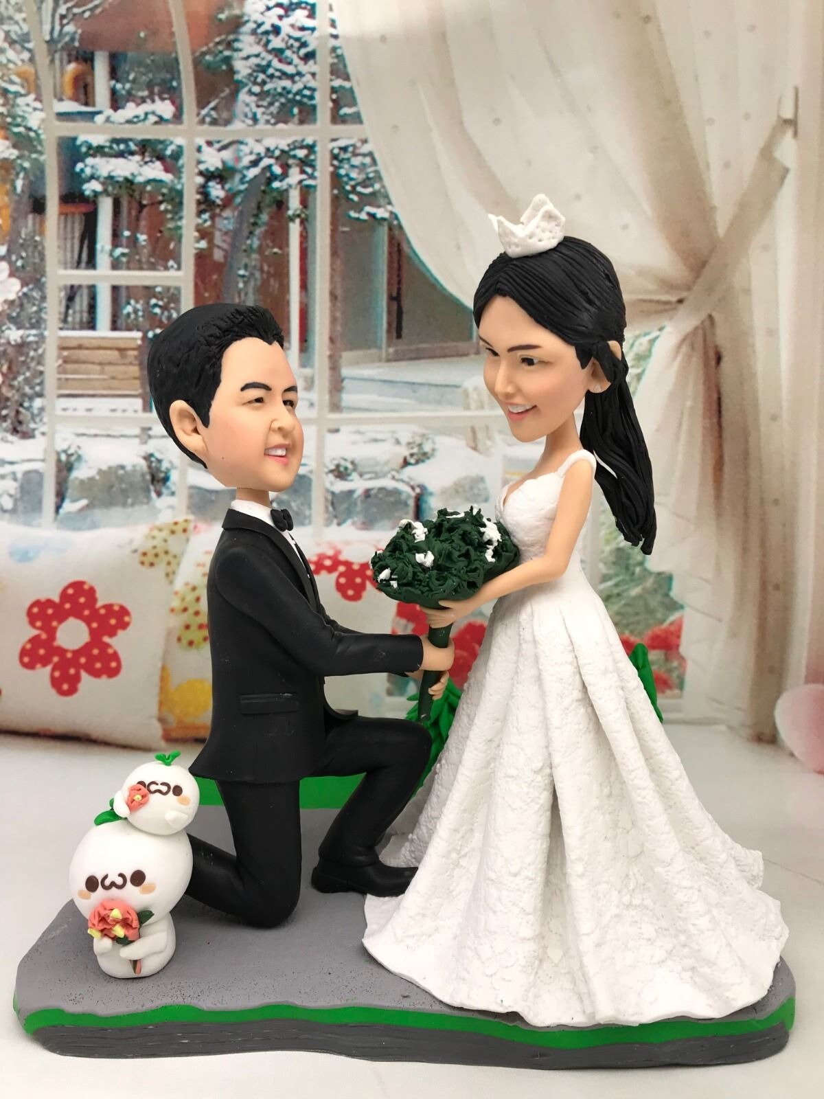 Customize Cake topper Wedding Cake Bobblehead figurine clay doll discount cake decoration
