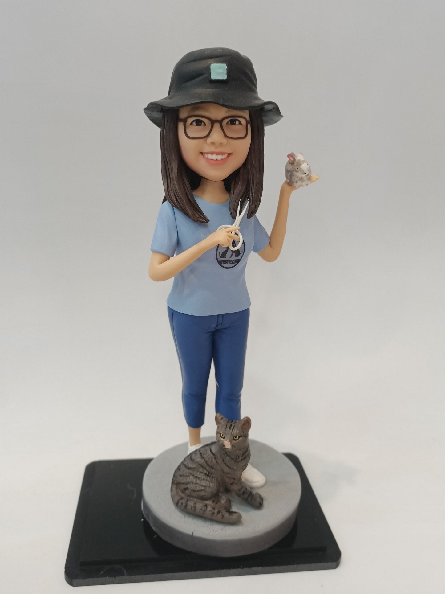 Handmade Custom bobblehead for girl with a dog kid birthday gift base on your picture and idea