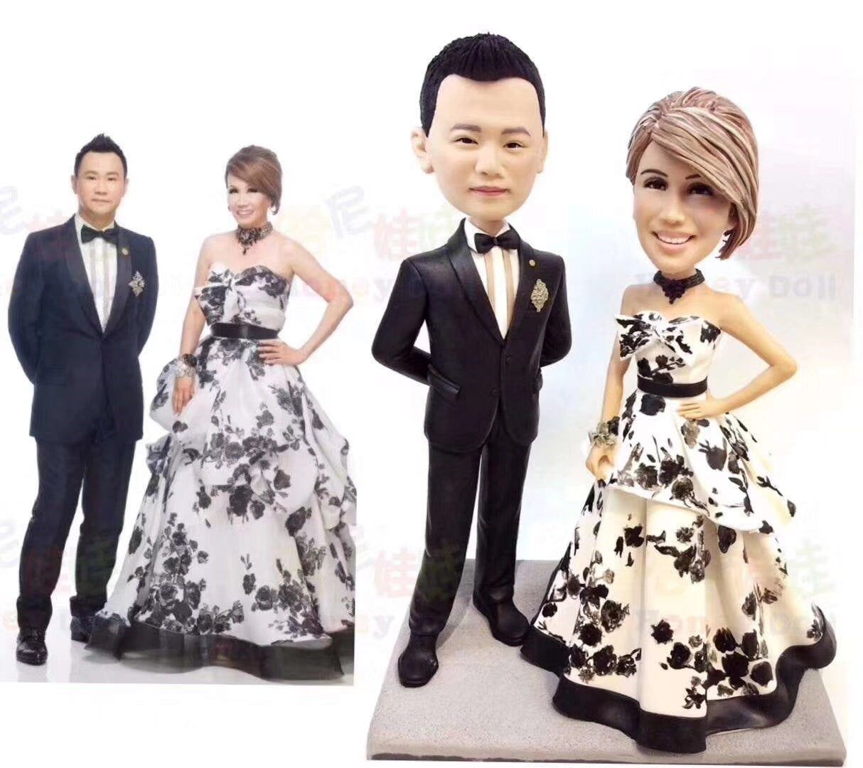 Customize Cake topper Wedding Cake Bobblehead figurine clay doll discount cake decoration