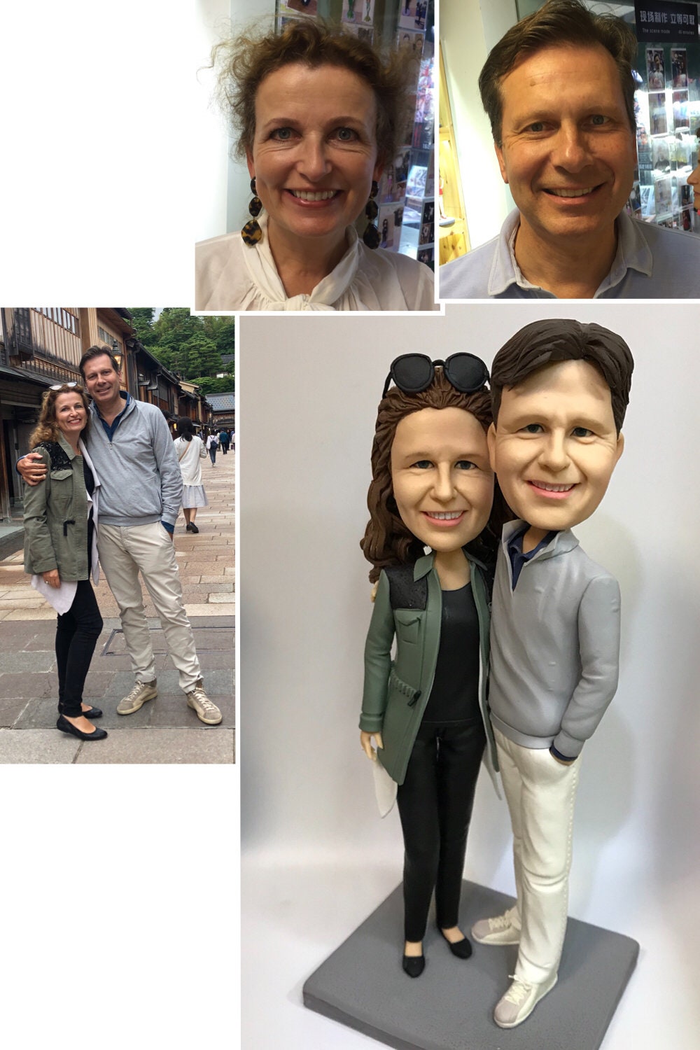 Wedding Cake topper couple bobblehead custom clay doll valentines gift made from photo bobble head bride and groom