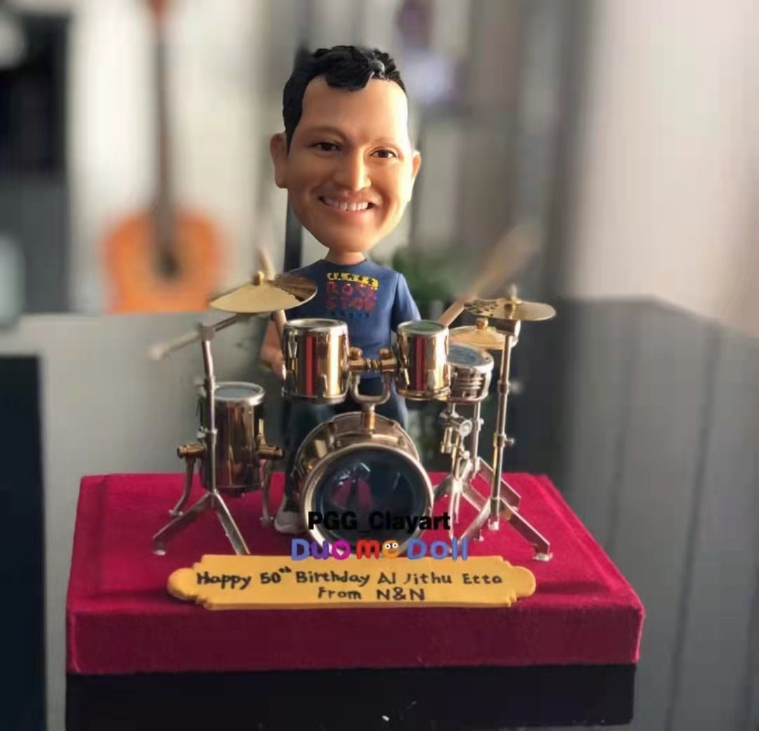 Custom bobblehead musician music drum set figurine clay doll customise gift birthday discount
