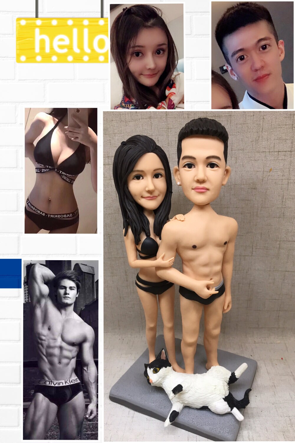 valentines gift bobblehead customise clay figurine made from photo girlfriend fiance creative gift( price only for 1)