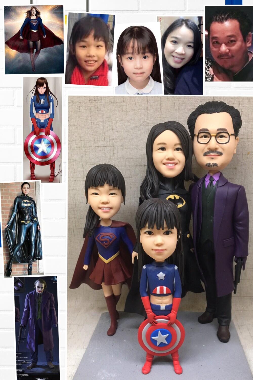 Custom bobblehead custom figurine 3D photo family bobblehead family figurines half-body figurine