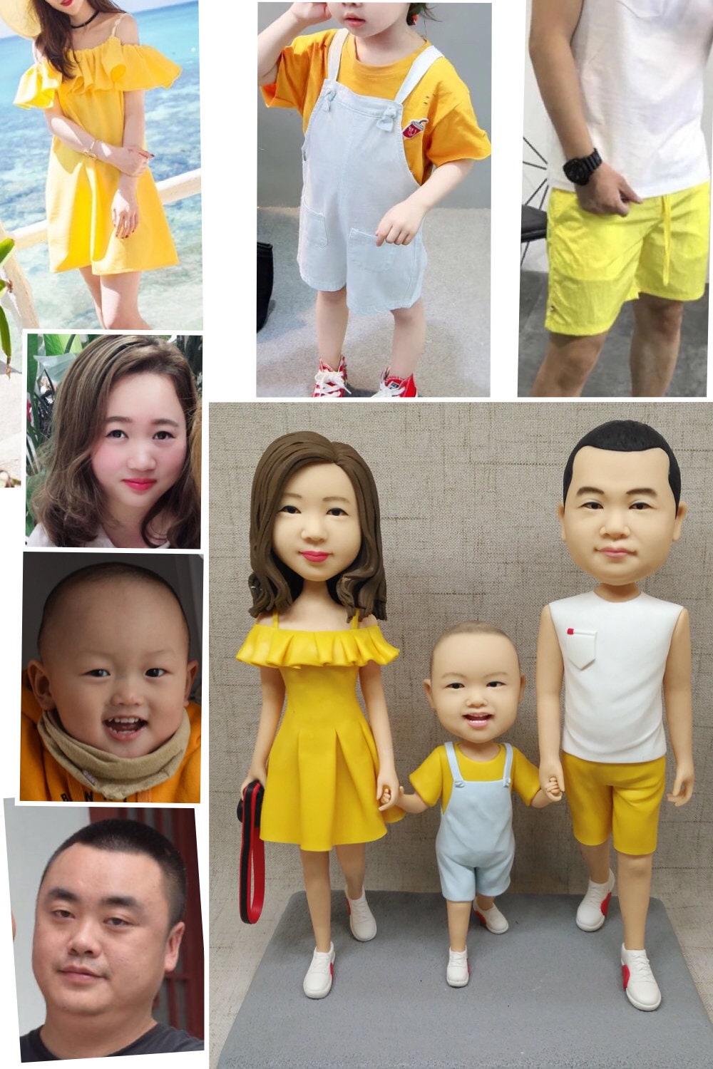 Custom bobblehead custom figurine 3D photo of traveling souvenir family bobblehead family figurine