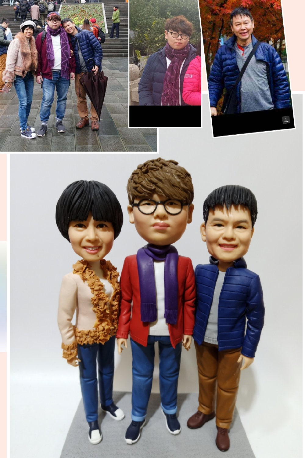 Custom bobblehead custom figurine 3D photo of traveling souvenir family bobblehead family figurine