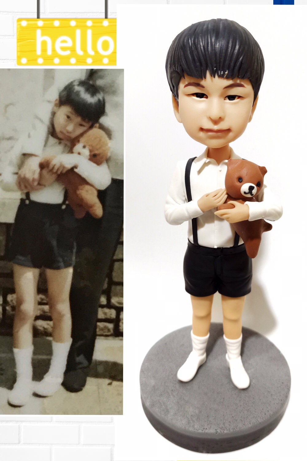 old photo recovery figurine customise home decoration memory bobblehead clay figurine