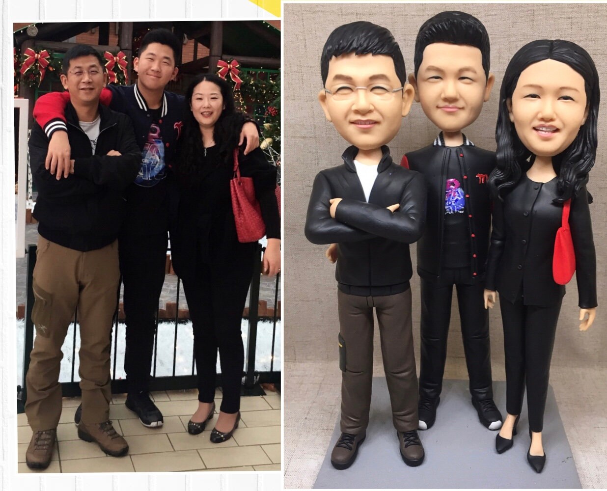 Custom bobblehead custom figurine 3D photo family bobblehead family figurines half-body figurine