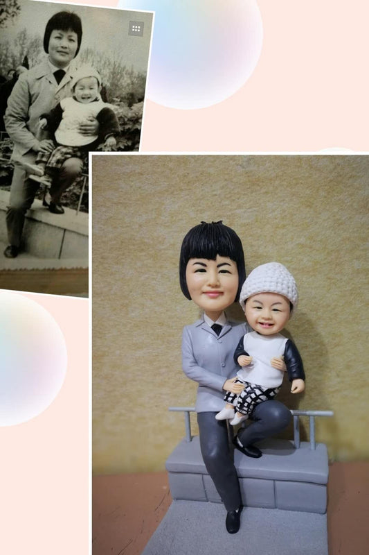 old photo recovery figurine customise home decoration memory bobblehead clay figurine