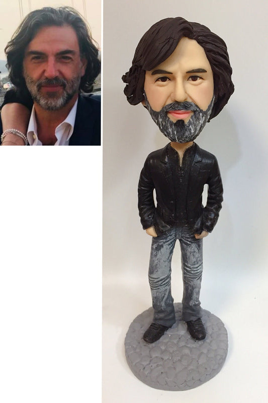 custom bobblehead father's day gift clay doll cake topper birthday present creative idea 3D doll made from photo