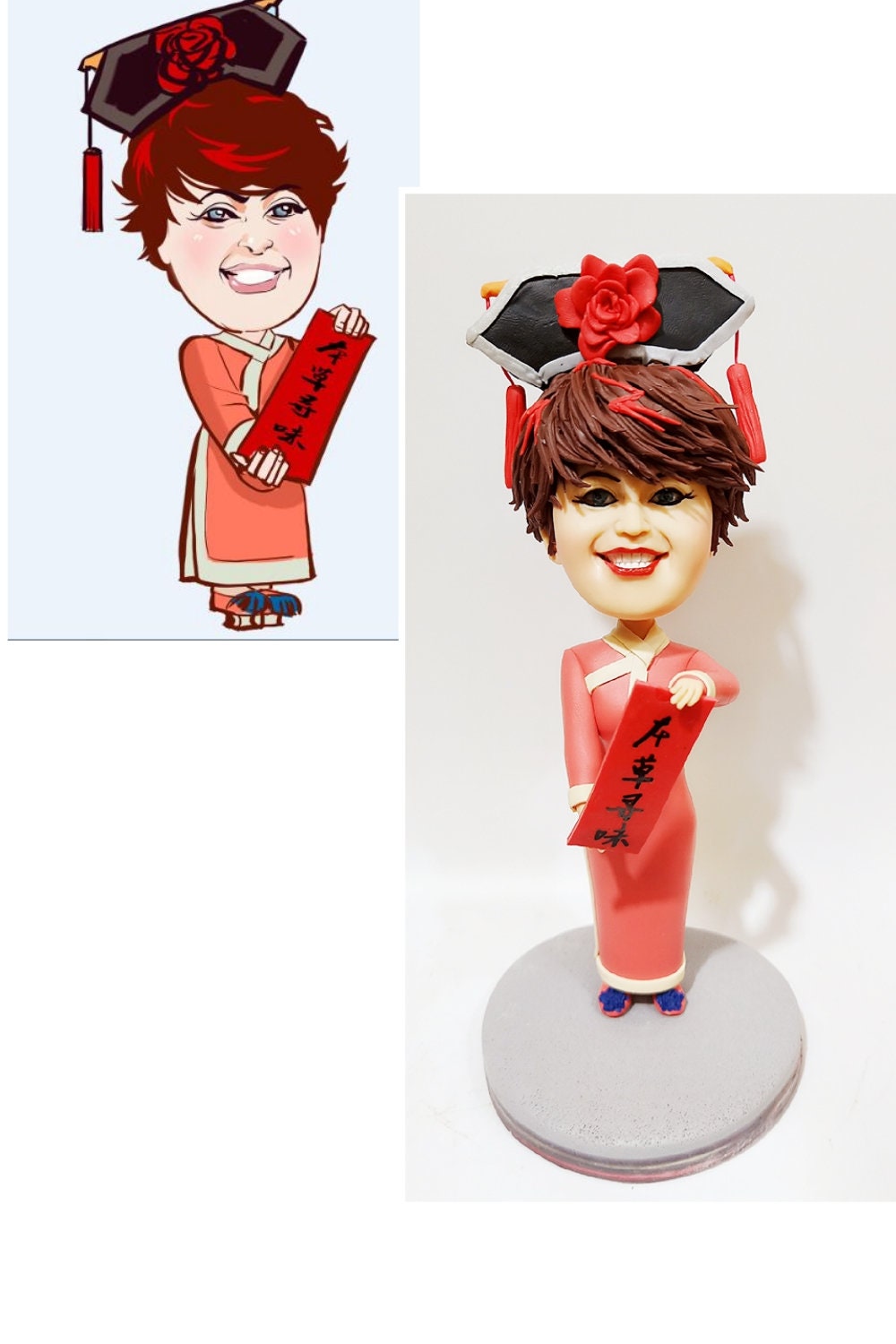 custom bobblehead clay figurine doll cake topper made from photo anniversary birthday gift