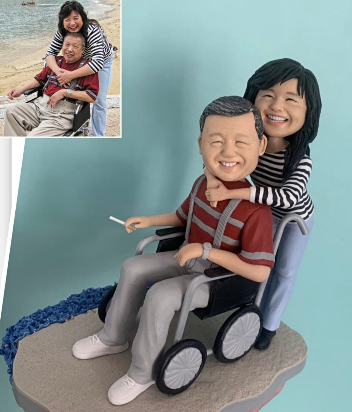 parents anniversary gift Clay figurines bobbleheads wedding cake topper doll from photo realistic