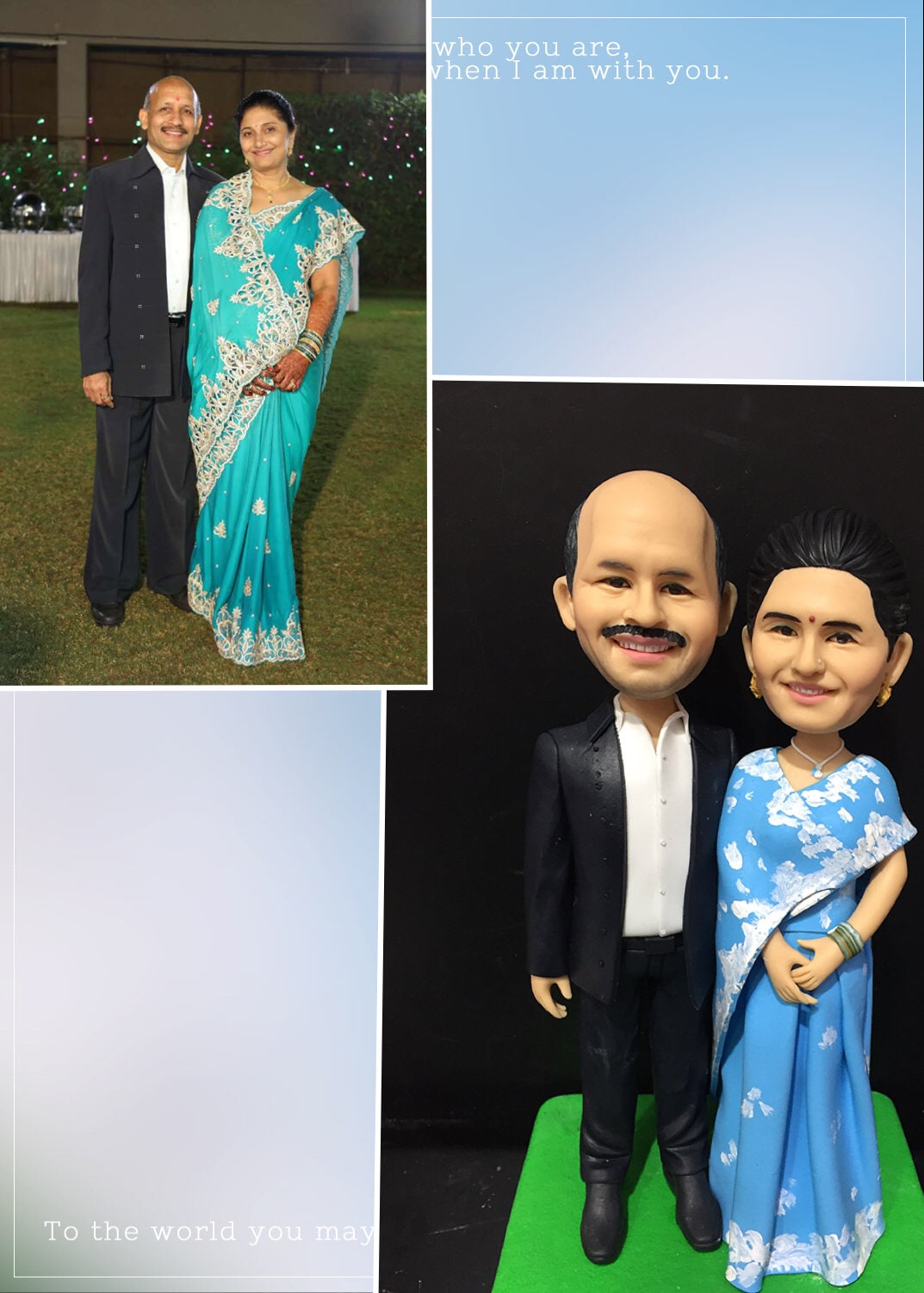 parents anniversary gift Clay figurines bobbleheads wedding cake topper doll from photo realistic
