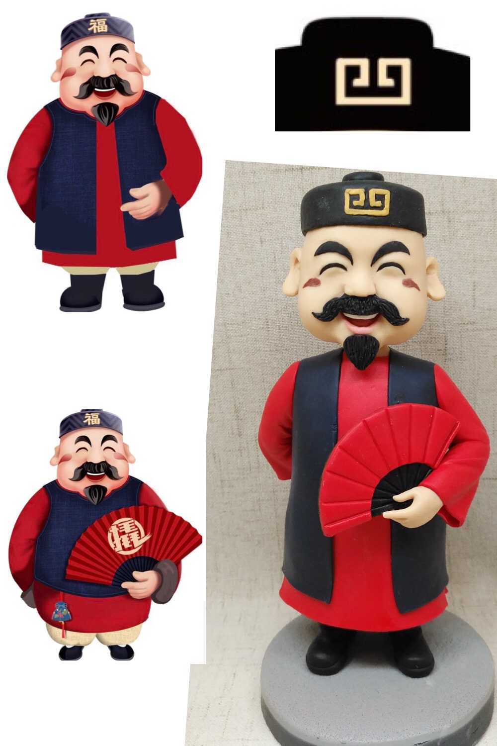 custom bobblehead clay figurine doll cake topper made from photo anniversary birthday gift